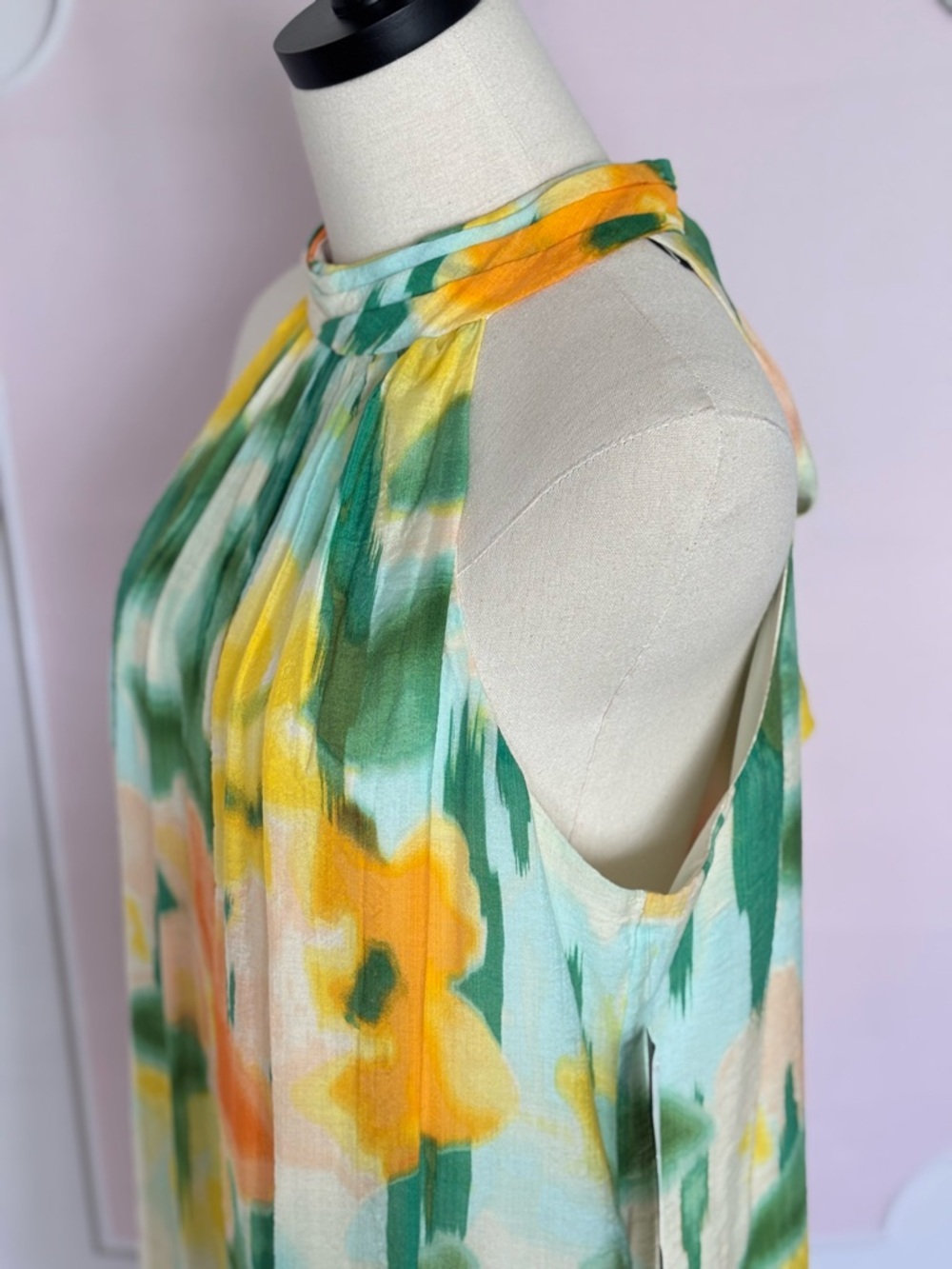 MSK Floral Sleeveless A-Line Silhouette Halter Dress--NWT--L - Picture 12 of 16